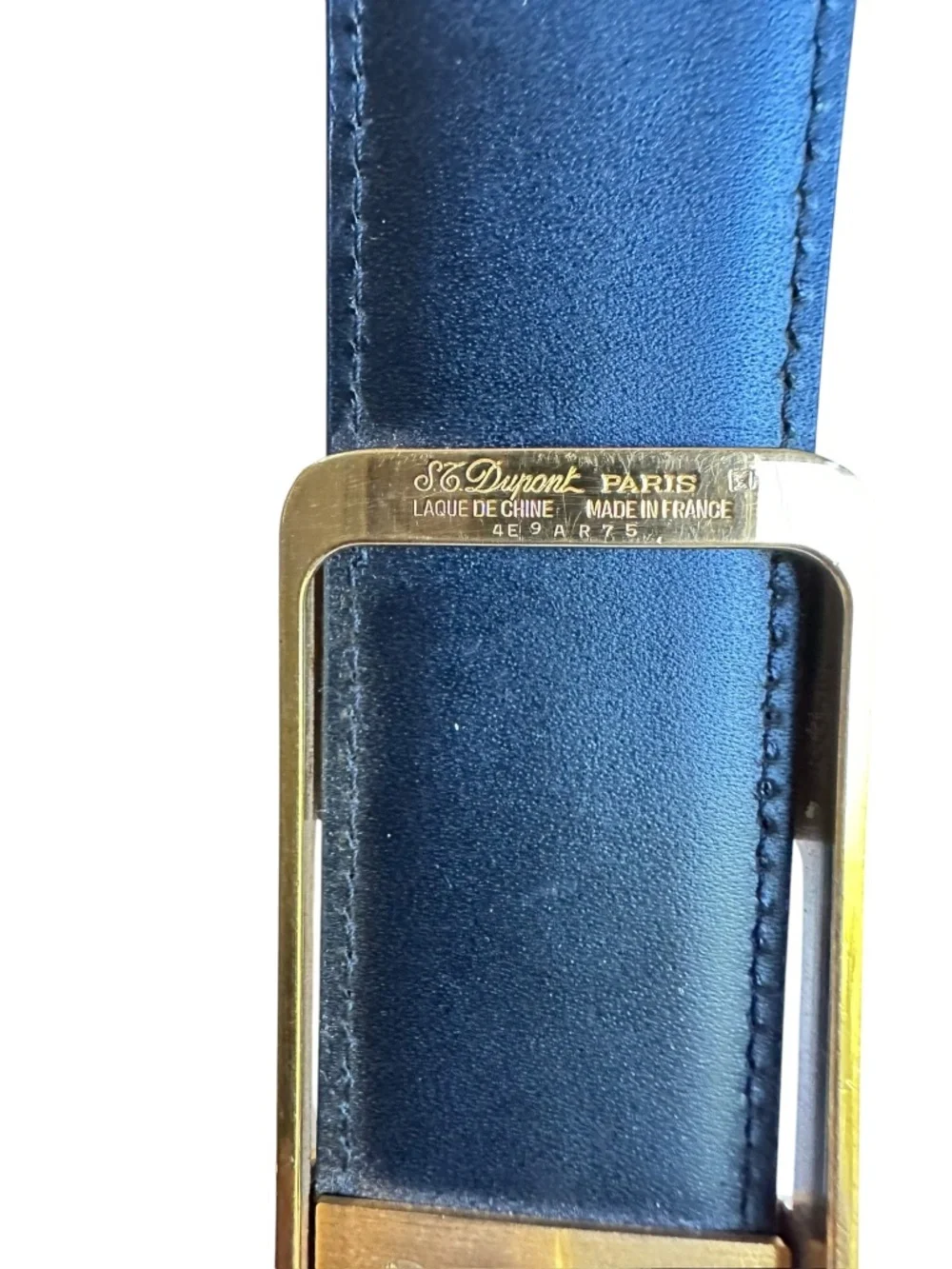 Rare Vintage S.T. DUPONT Paris Black Lacquer Leather Belt With crystals 32